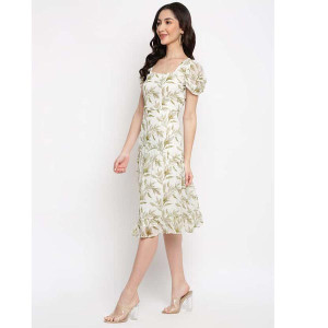 "Women Botanical Print A-line Dress "